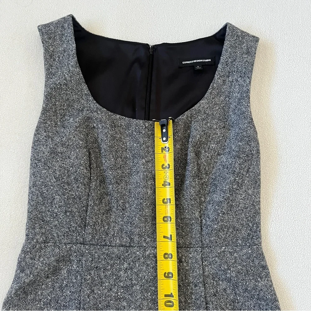 Express Design Studio Gray Tweed Sleeveless Scoop Neck Sheath Wool Dress EUC 4 - Picture 11 of 16
